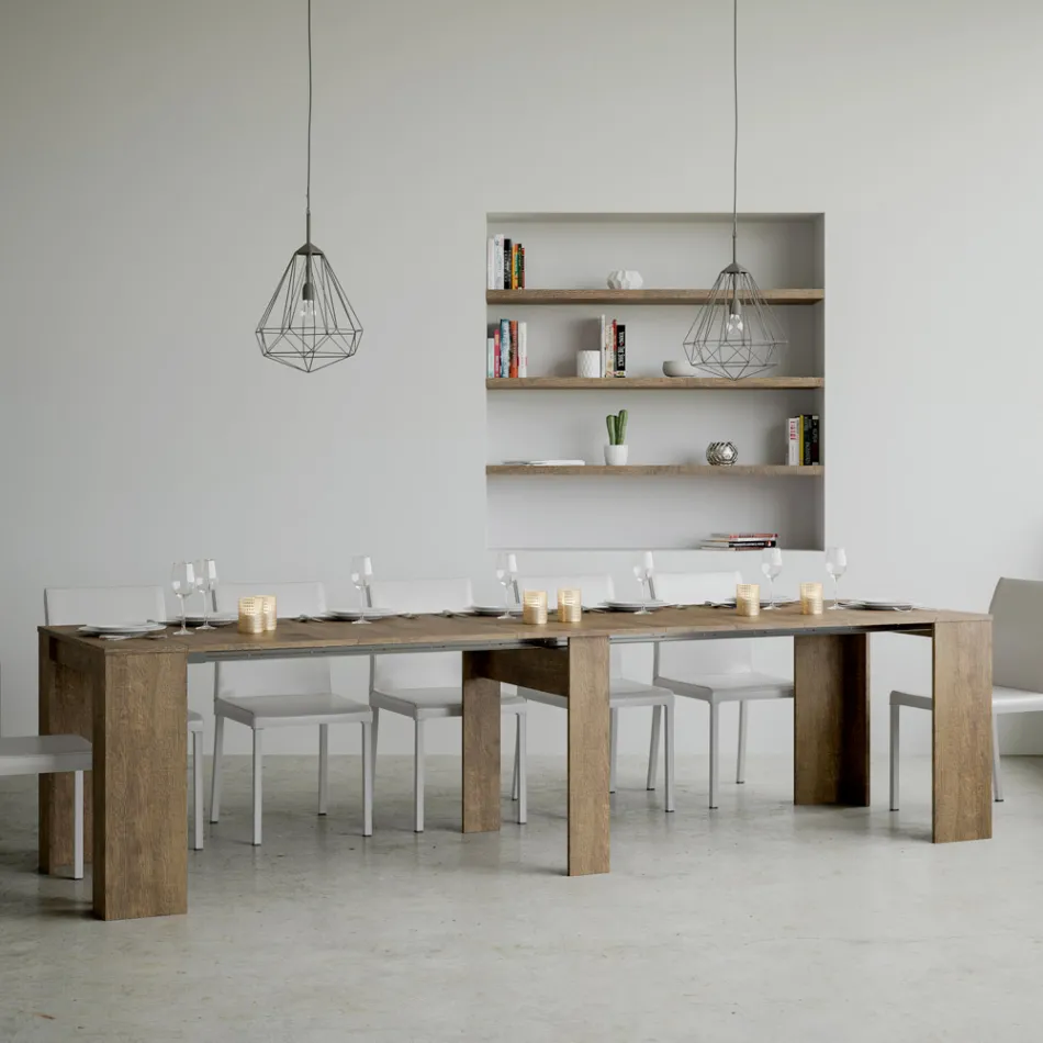 Extendable Console to 308 cm with Central Support Made in Italy - Oracle Viadurini