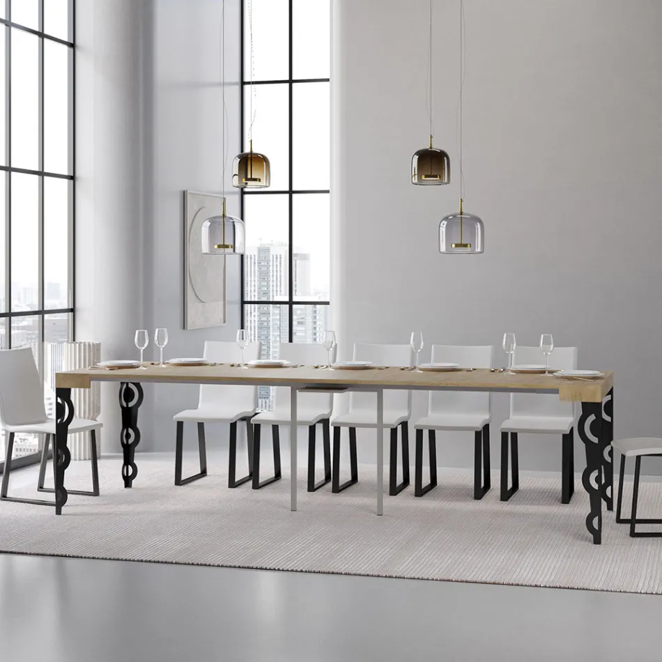 Extendable Console with Modern Iron Legs Made in Italy - Palazzo Viadurini