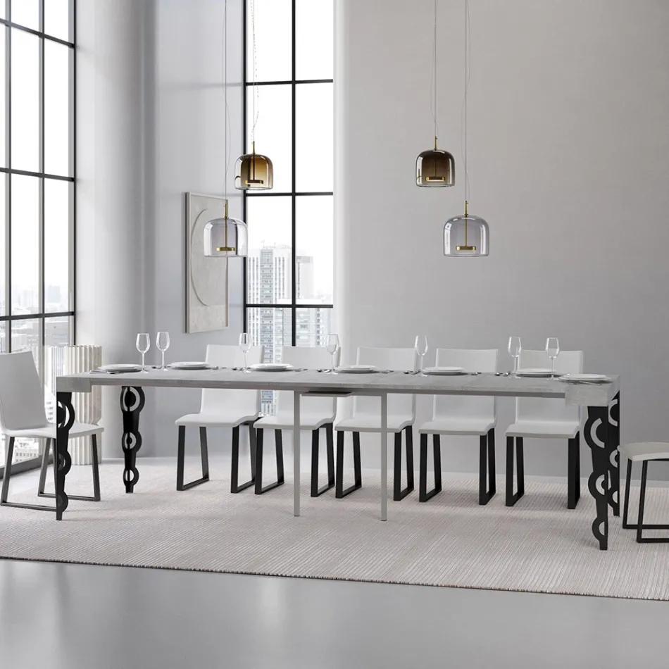 Extendable Console with Modern Iron Legs Made in Italy - Palazzo Viadurini