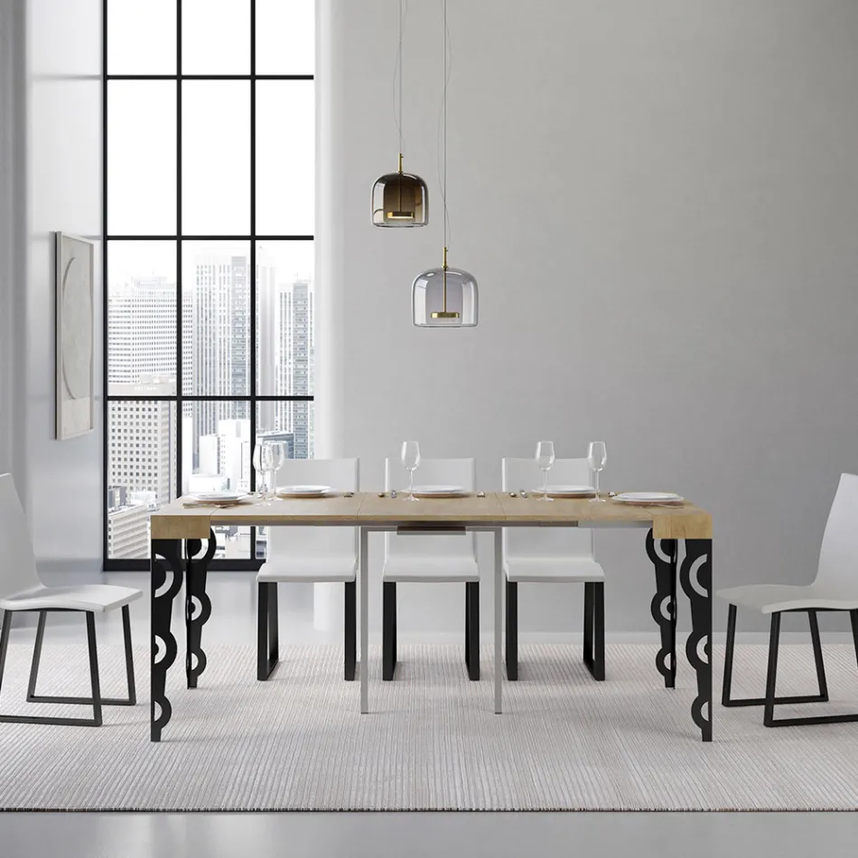 Extendable Console with Modern Iron Legs Made in Italy - Palazzo Viadurini