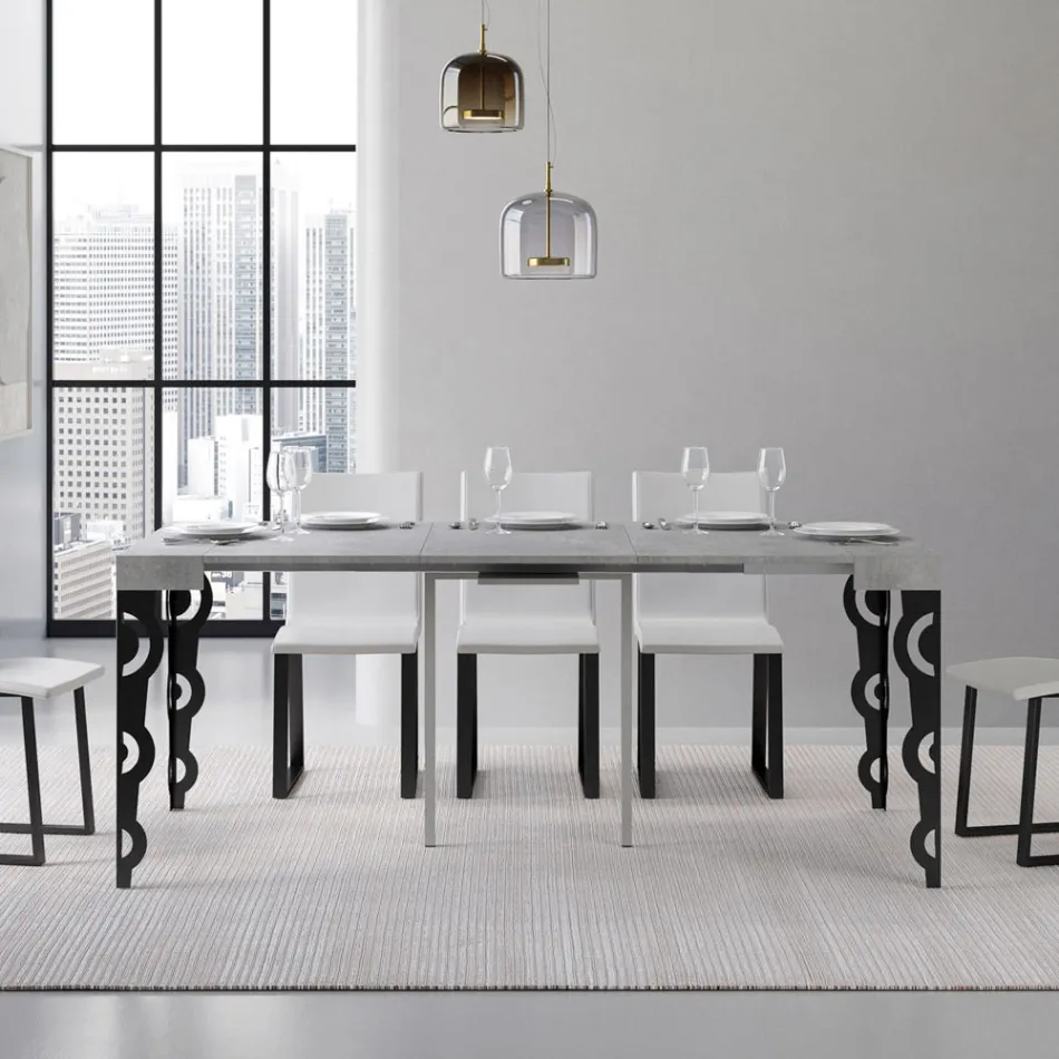 Extendable Console with Modern Iron Legs Made in Italy - Palazzo Viadurini