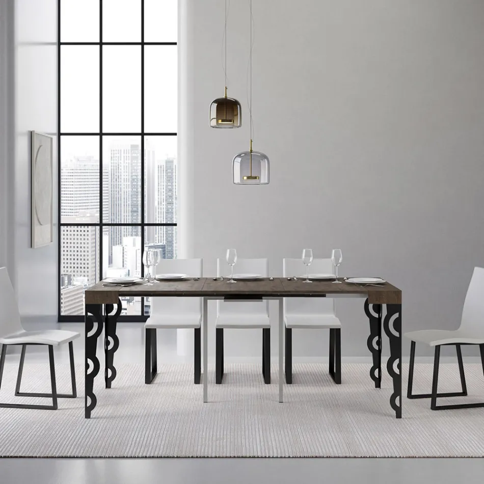 Extendable Console with Modern Iron Legs Made in Italy - Palazzo Viadurini