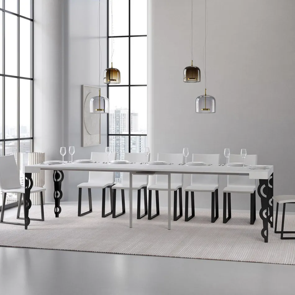 Extendable Console with Modern Iron Legs Made in Italy - Palazzo Viadurini
