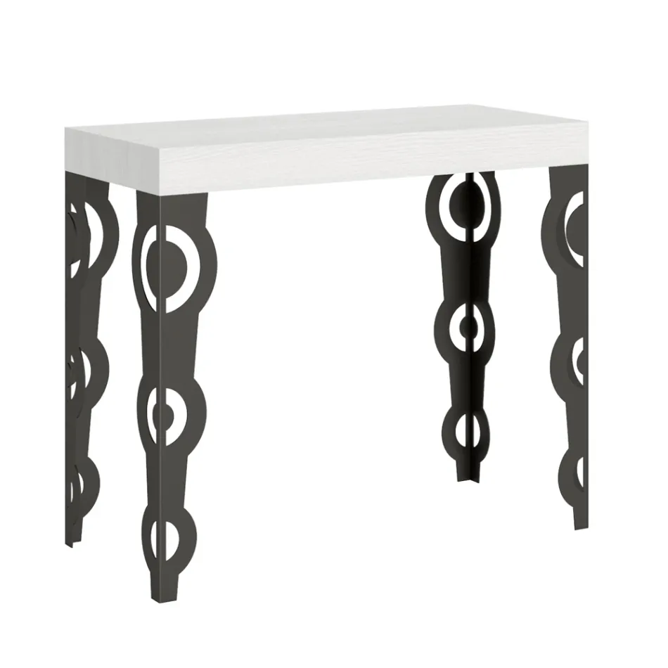 Extendable Console with Modern Iron Legs Made in Italy - Palazzo Viadurini
