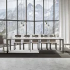 Extendable Console of Modern Design in Wood and Iron Made in Italy - Never Viadurini