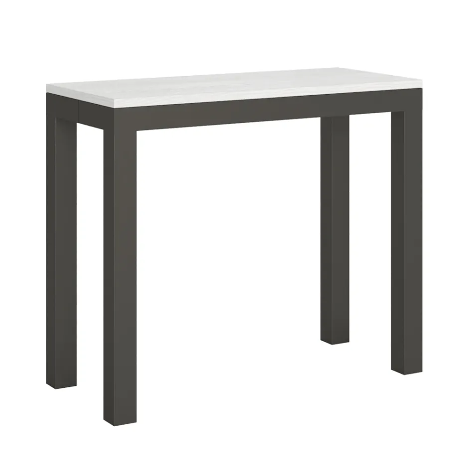 Extendable Console of Modern Design in Wood and Iron Made in Italy - Never Viadurini