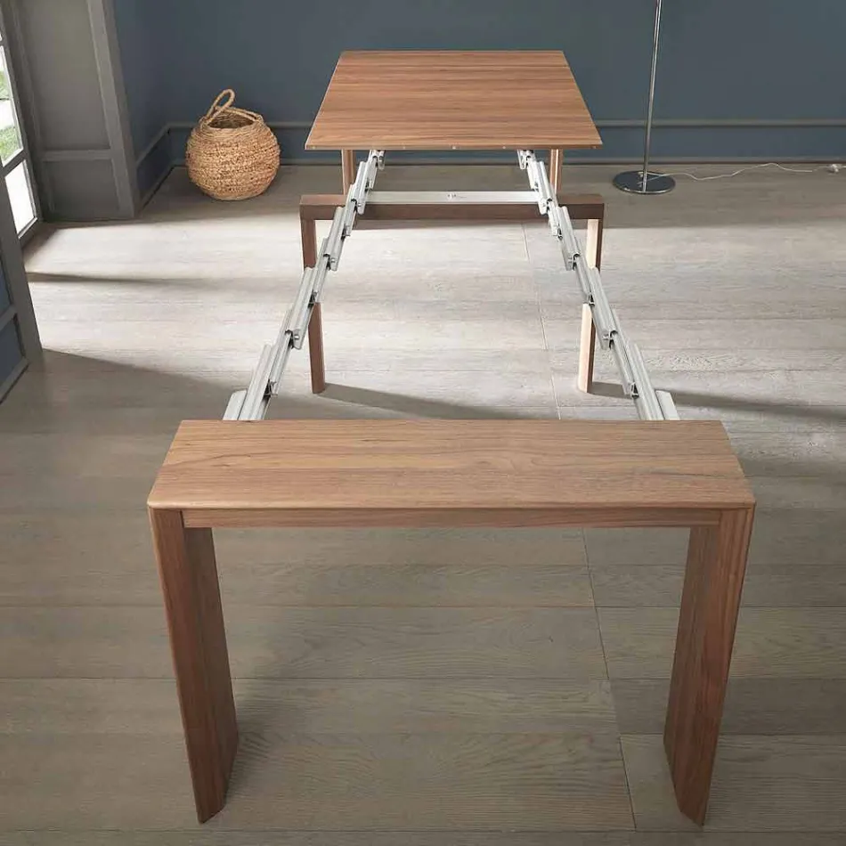 Extendable Console Up to 295 cm in Made in Italy Design Wood - Temocle Viadurini