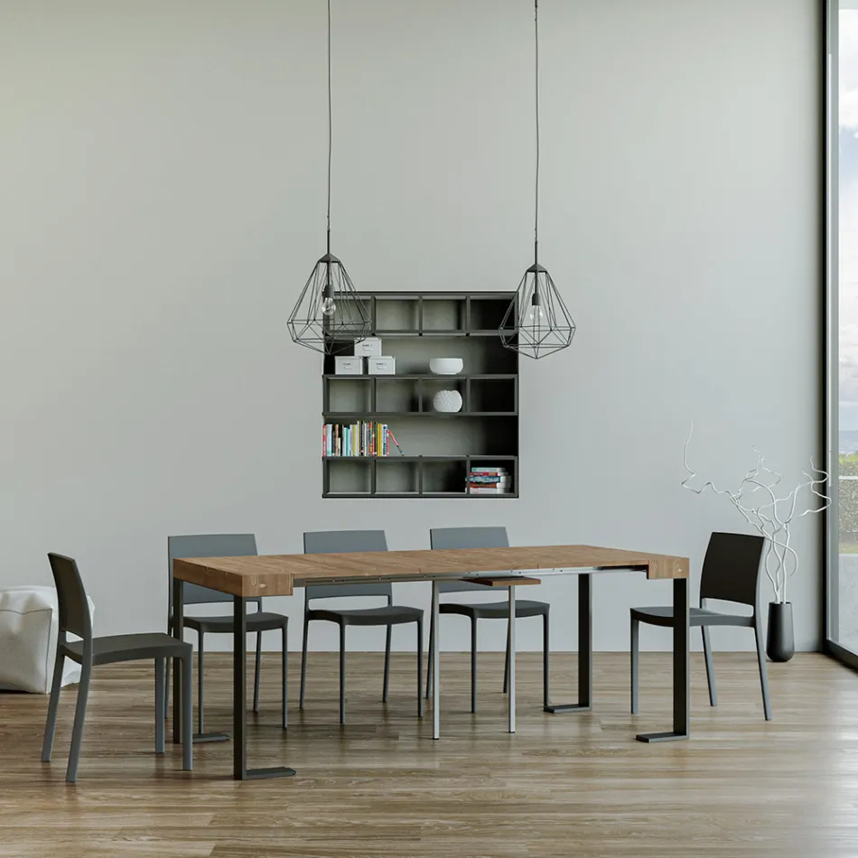 Extendable Console up to 300 cm with Anthracite Frame Made in Italy - Giant Viadurini