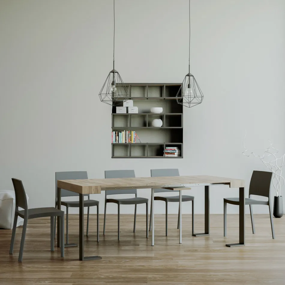 Extendable Console up to 300 cm with Anthracite Frame Made in Italy - Giant Viadurini