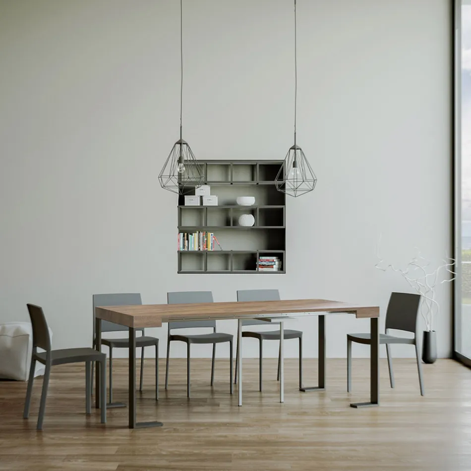 Extendable Console up to 300 cm with Anthracite Frame Made in Italy - Giant Viadurini