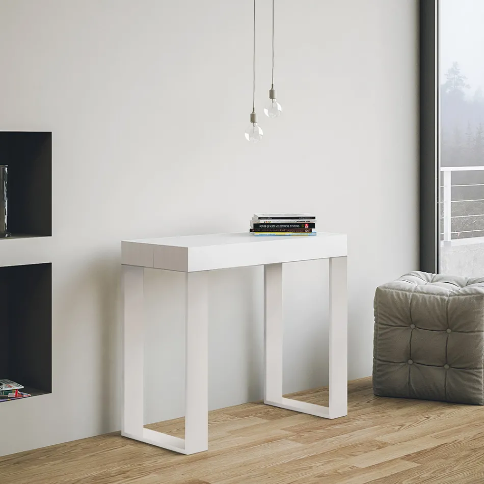 Extendable Console up to 300 cm with White Frame Made in Italy - Tesoro Viadurini