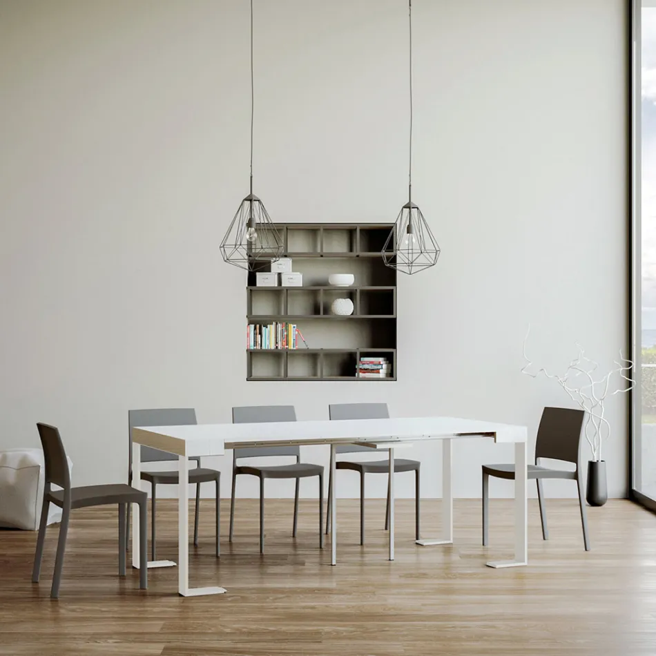 Extendable Console up to 300 cm with White Frame Made in Italy - Tesoro Viadurini