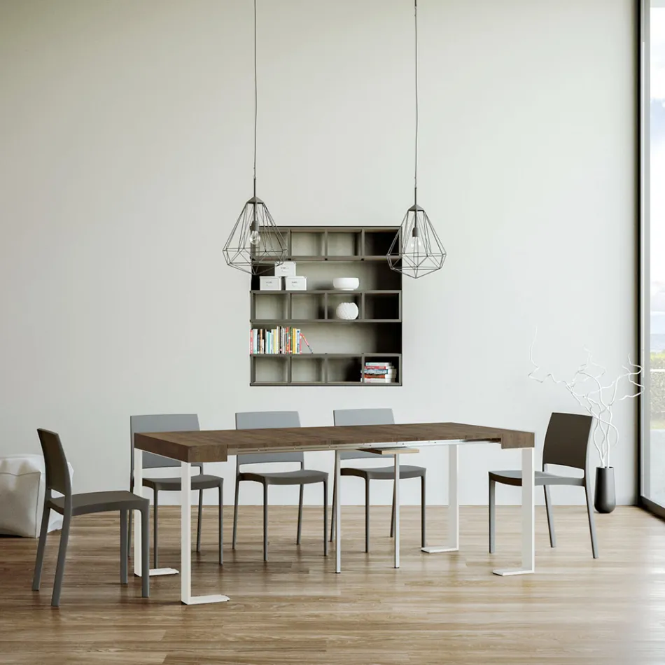 Extendable Console up to 300 cm with White Frame Made in Italy - Tesoro Viadurini