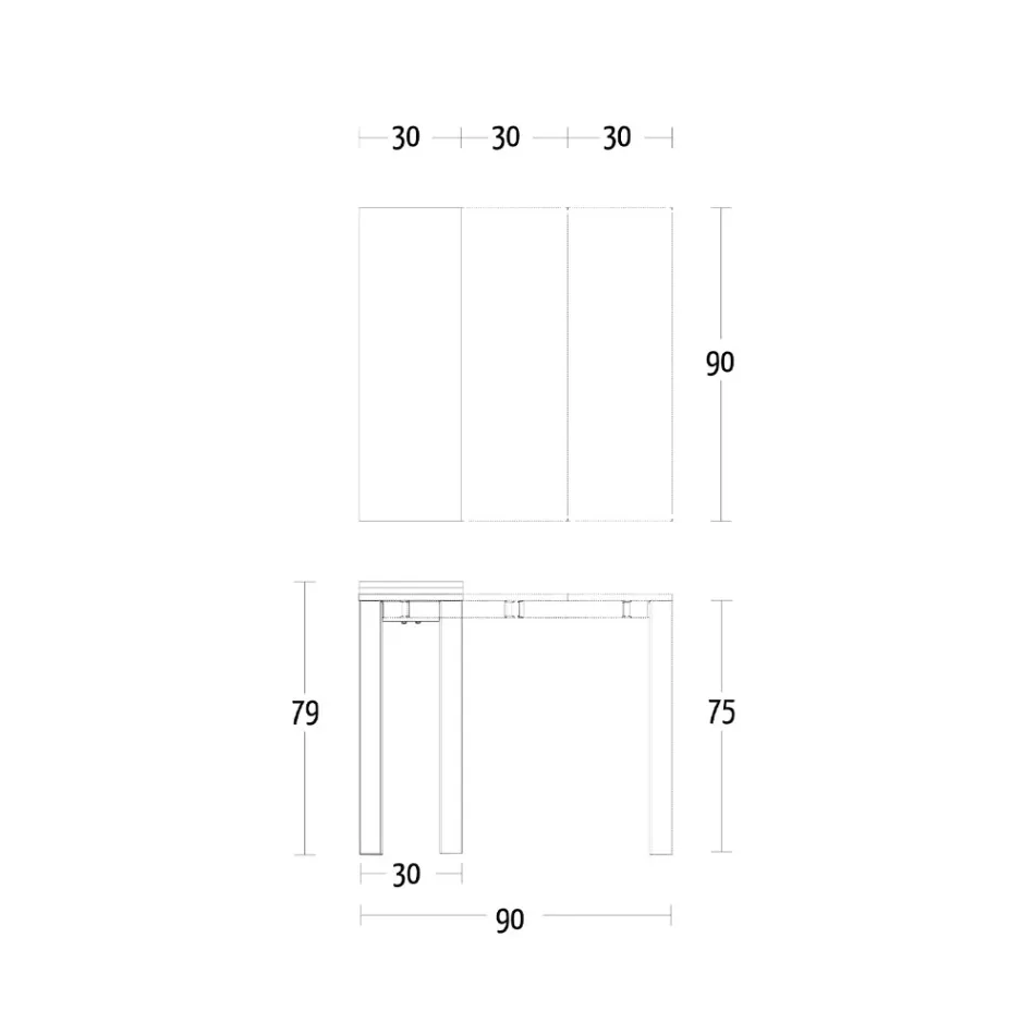 Extendable console up to 90 cm in melamine and metal Made in Italy - Bag Viadurini