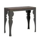 Modern Extendable Console in Anthracite Wood and Metal Made in Italy - Sassone Viadurini