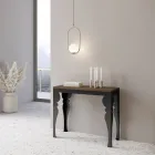 Modern Extendable Console in Anthracite Wood and Metal Made in Italy - Sassone Viadurini