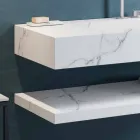 Bathroom Console Integrated Washbasin and Suspended Shelf in Gres 4 Finishes - Rampina Viadurini