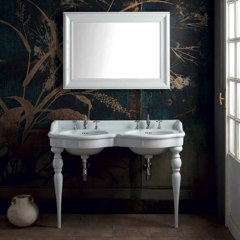 Classic double bowl bathroom console made in Italy, Magda Viadurini