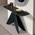 Living Room Console Table in Metal with a Marble-Effect Ceramic Top - Cristiana