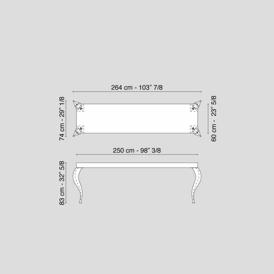 Design console with four legs in MDF and Luigi steel Viadurini