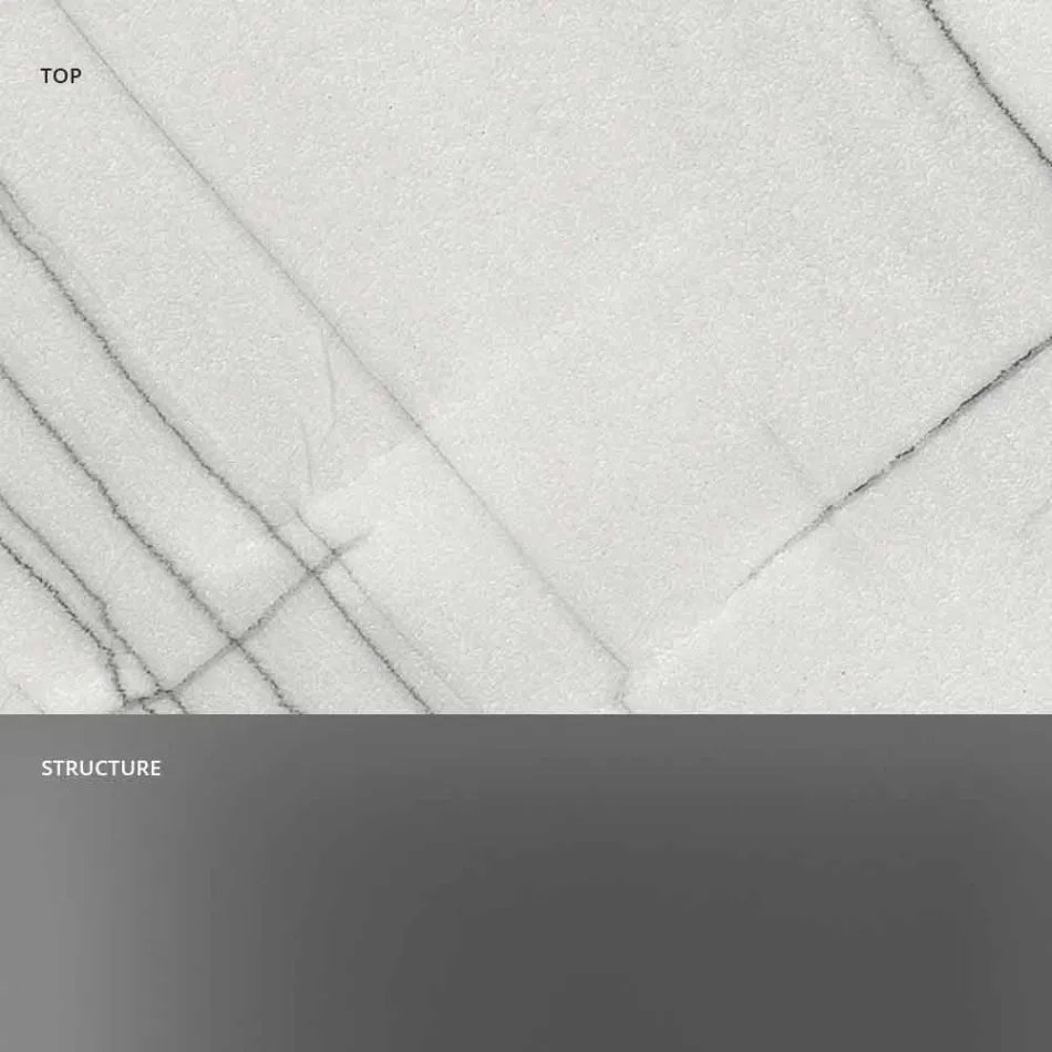 Design Console with Marble Top and Glass Base Made in Italy - Molino Viadurini