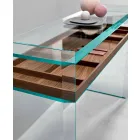 Design console in extra-clear glass with tray Made in Italy - Imperative Viadurini
