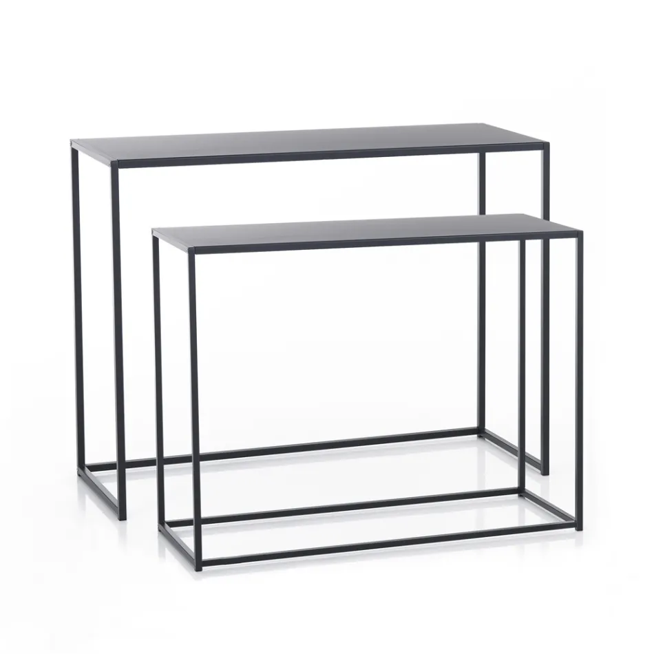 Double Console Made of Anthracite Steel - Osmium Viadurini