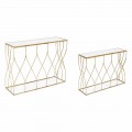 Elegant Console in Steel and Glass of Modern Design and Glamor 2 Pieces - Irene