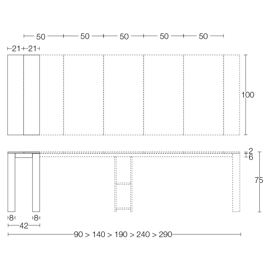Extendable Outdoor Console with Metal Base and Hpl Top - Aghetto Viadurini