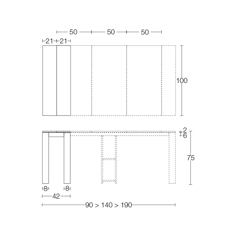 Extendable Outdoor Console with Metal Base and Hpl Top - Aghetto Viadurini
