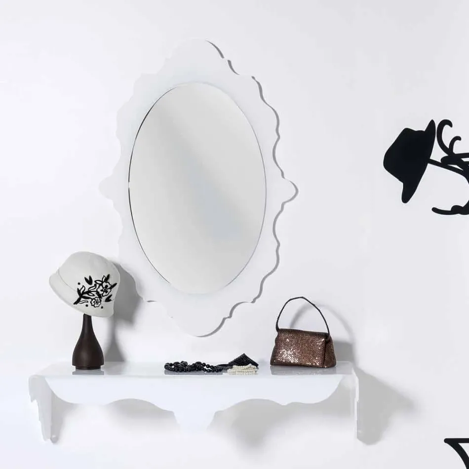 Wall-mounted white wall-mounted white console, made in Italy Viadurini