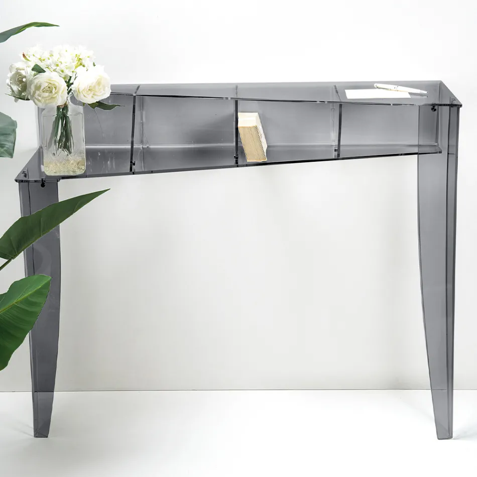 Fixed Console with 4 Object Storage Compartments in PMMA Made in Italy - Aladdin Viadurini