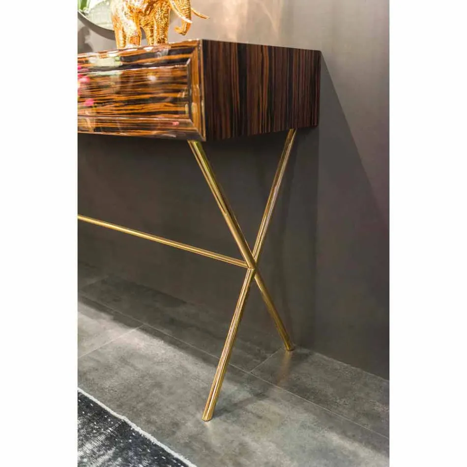 Console in polished ebony wood with sliding drawers Ada 4 Viadurini