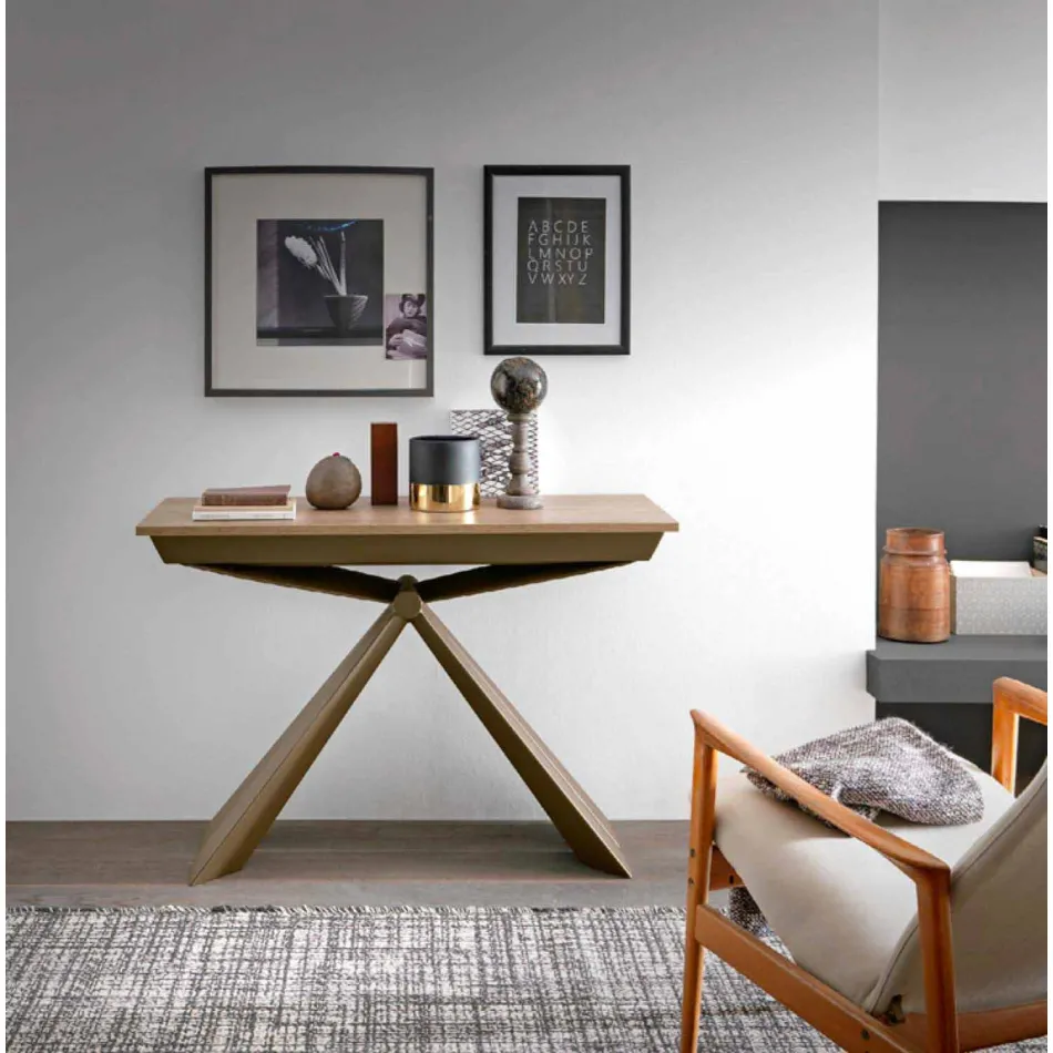 Console in Wood and Metal Extendable Up to 295 cm Made in Italy - Timedio Viadurini