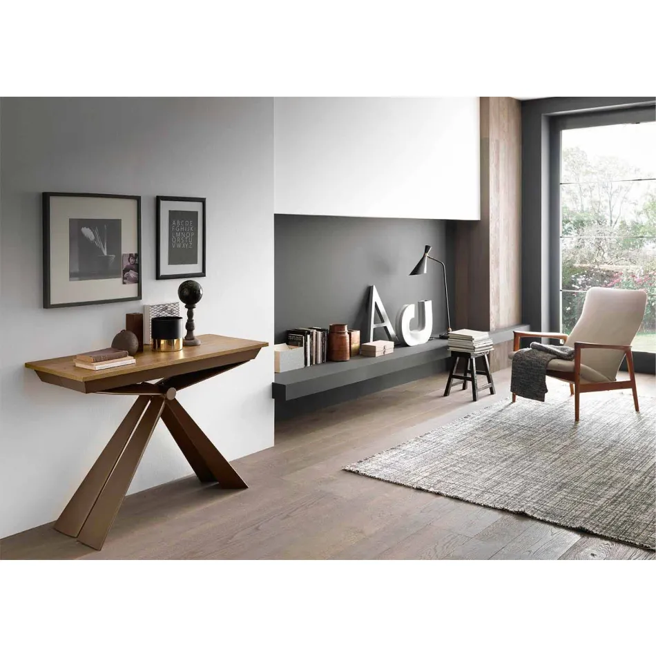 Console in Wood and Metal Extendable Up to 295 cm Made in Italy - Timedio Viadurini