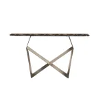 Console Table in Metal and Hammered Glass Top with Back-Silver Finish - Concordia Viadurini