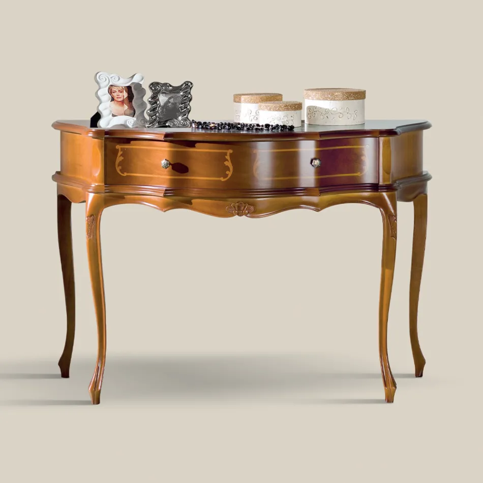 Classic Entrance Console in Wood with 1 Drawer Made in Italy - Leonor Viadurini
