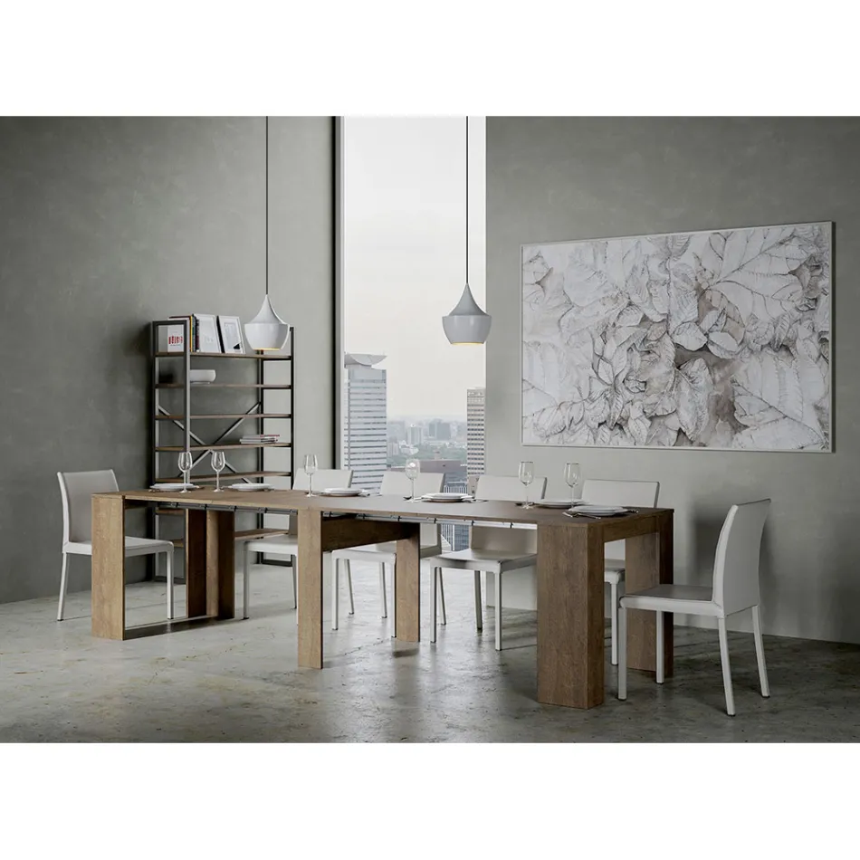 Modern Extendable Console 296 cm in Melamine Wood Made in Italy - Ariella Viadurini