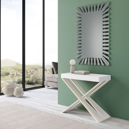 Modern Console Extendable to 300 cm with White Frame Made in Italy - Mirror Viadurini