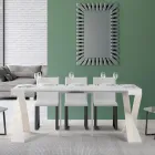 Modern Console Extendable to 300 cm with White Frame Made in Italy - Mirror Viadurini