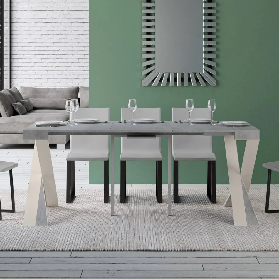 Modern Console Extendable to 300 cm with White Frame Made in Italy - Mirror Viadurini