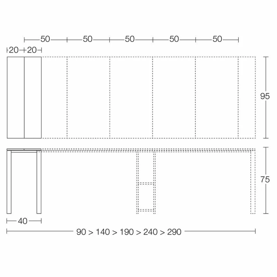 Extendable Modern Console in Oak Wood and Metal Made in Italy - Nappo Viadurini
