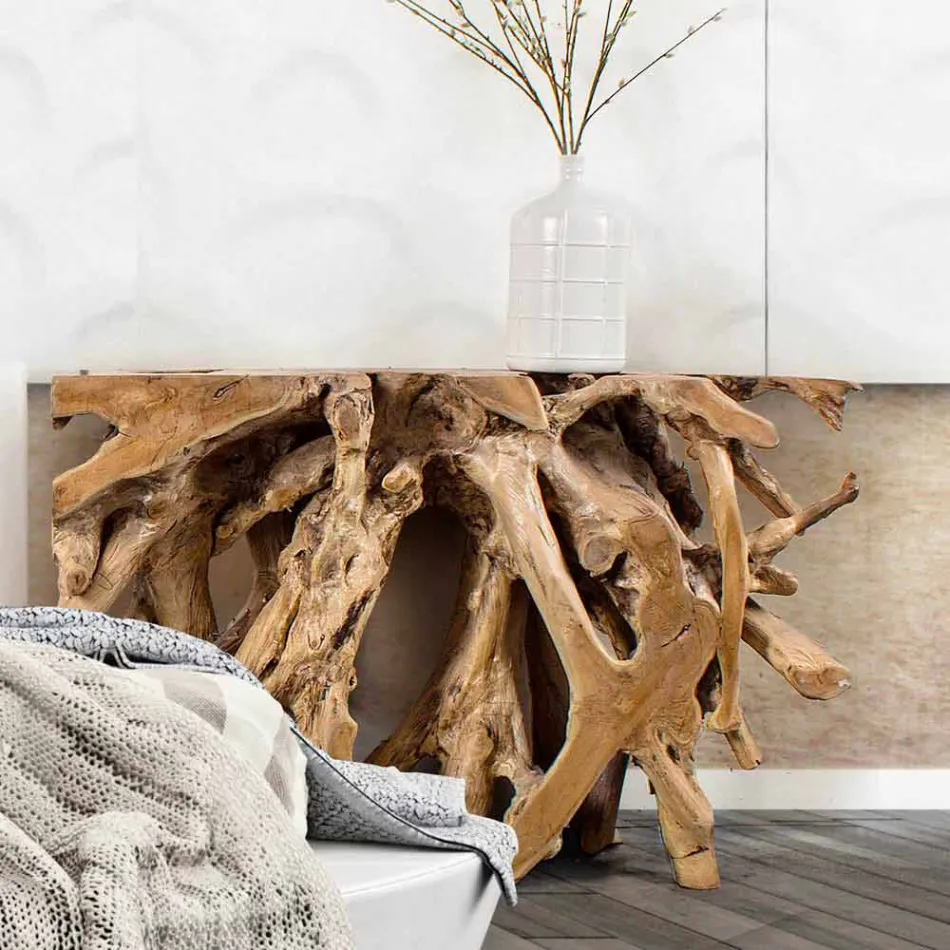 Modern Luxury Design Console in Natural Teak Roots - Carob Viadurini