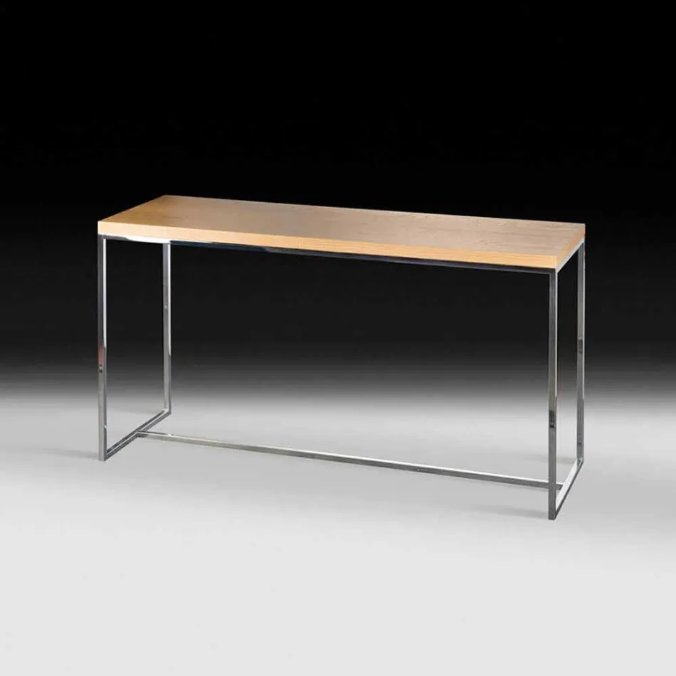 Rectangular console in wood and metal 100% Made in Italy Flora Viadurini