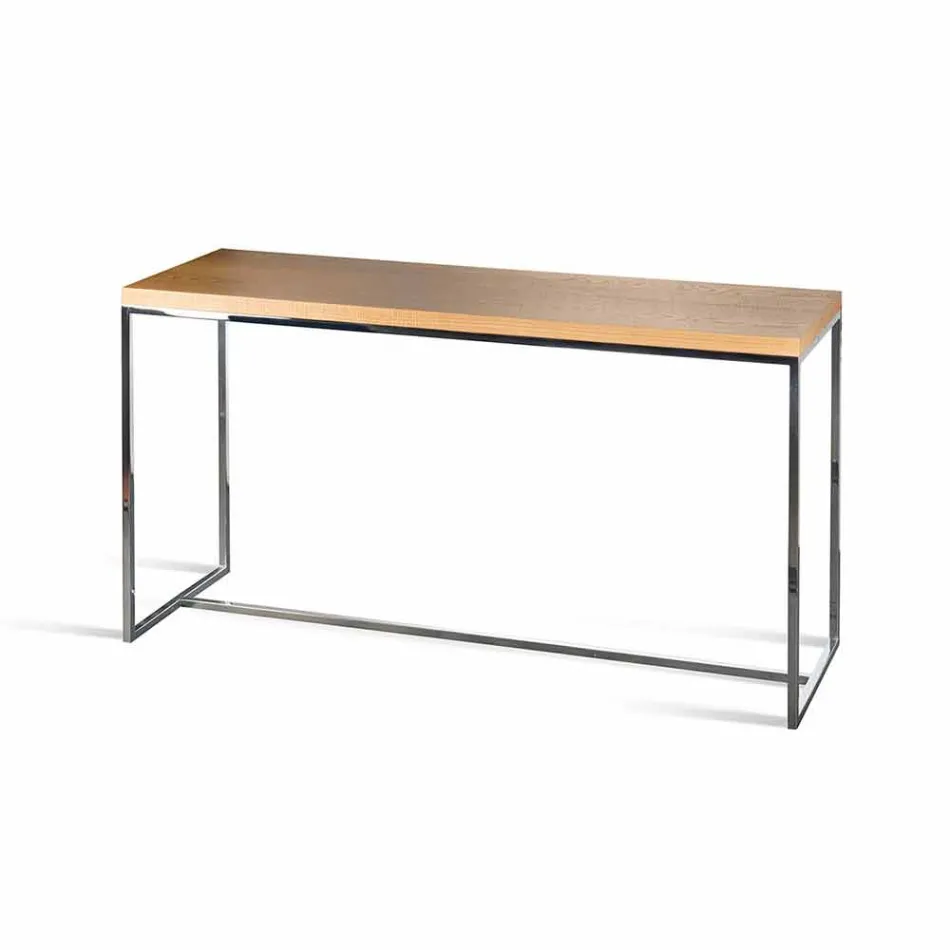 Rectangular console in wood and metal 100% Made in Italy Flora Viadurini