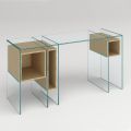 Console in extra-clear glass and high quality wood made in Italy - Damiano