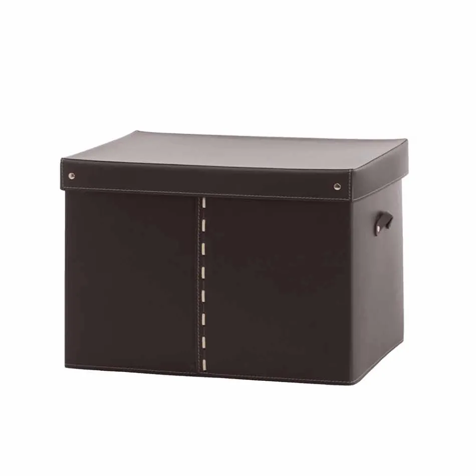 Modern Storage Box in Regenerated Leather Made in Italy - Gabry Viadurini
