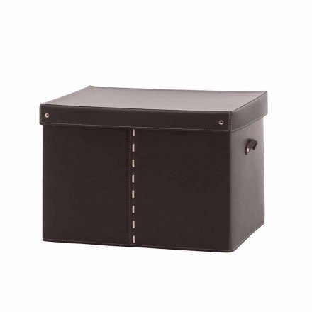 Modern Storage Box in Regenerated Leather Made in Italy - Gabry Viadurini