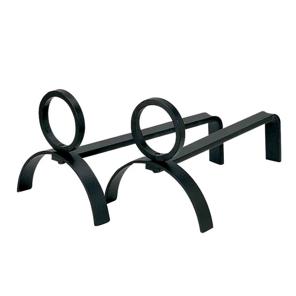 Pair of Metal Fireplace Andirons Height 21 cm Made in Italy - Sari Viadurini