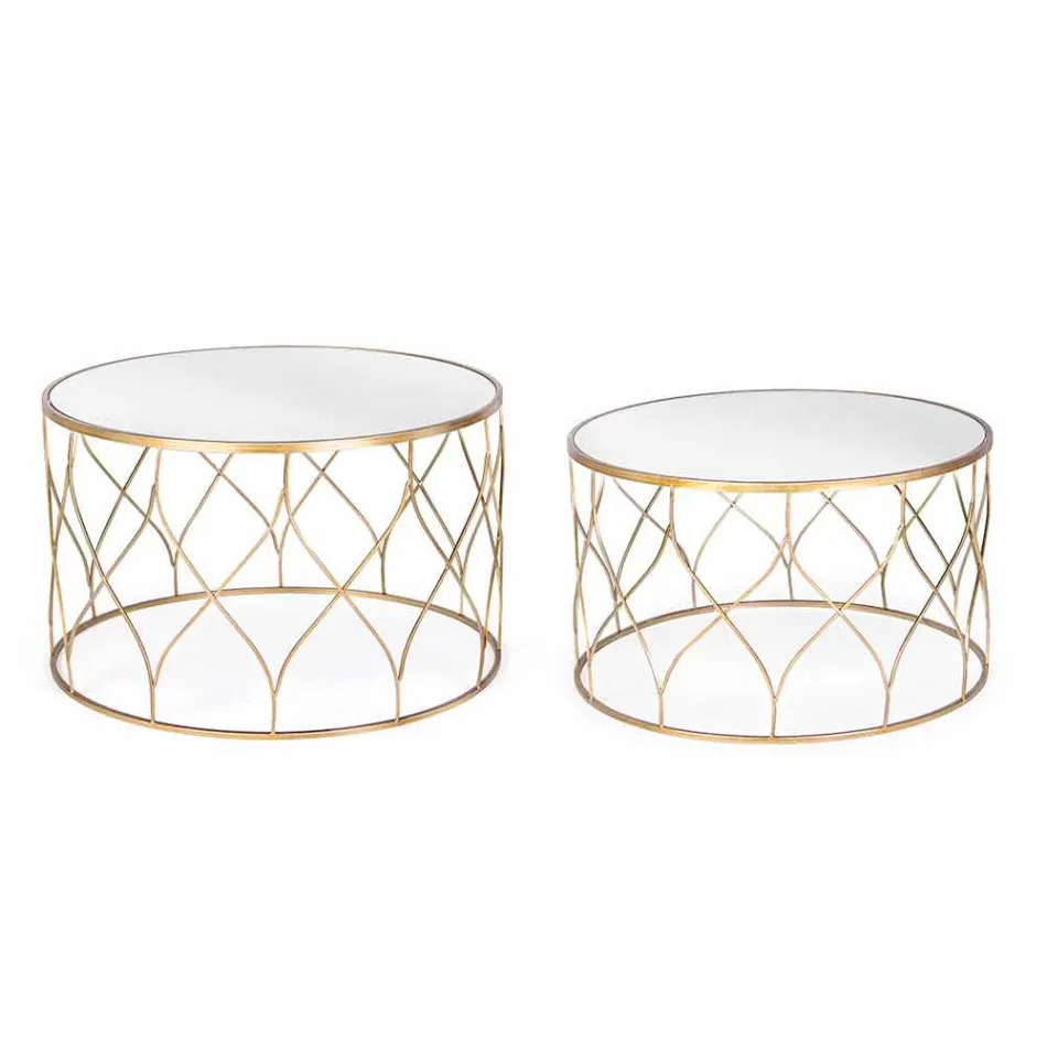 Pair of Round Coffee Tables in Glass and Steel Homemotion - Amarillide Viadurini